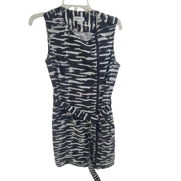 Calvin Klein Dresses & Skirts - Women Calvin Klein Dress Sleeveless Zebra 6 Full Zip Pockets Belt Fitted Office